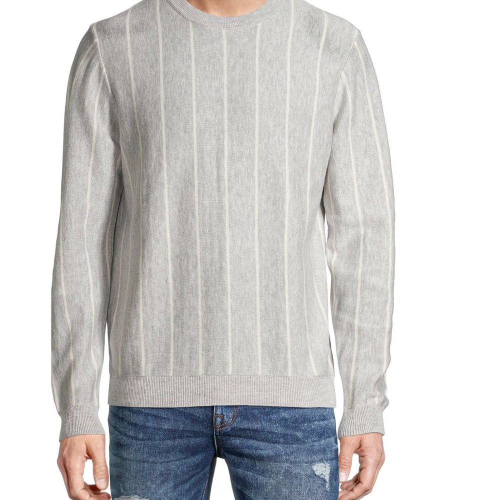 Tribekka 44 Men's Two-Tone Vertical Stripe Crewneck Sweater Size L